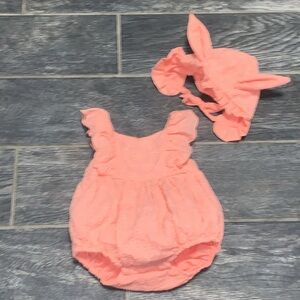 Catherine Malandrino Mini 2Pc Romper & Bonnet Set For Babygirl